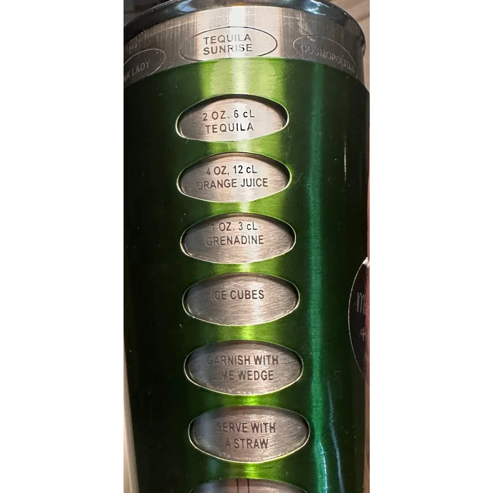 Martini and Merlot Green Rotating Recipe Cocktail Shaker